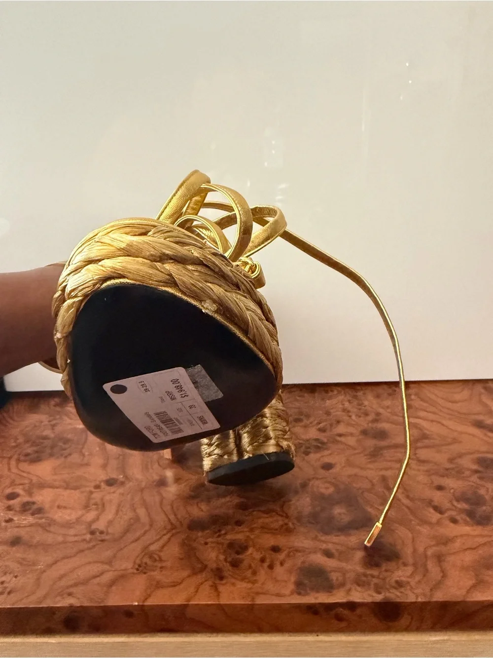 Tom Ford Metallic Gold Braided Platform Sandals